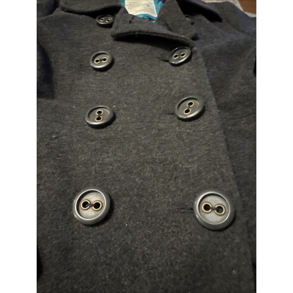 Vintage Y2K Aeropostale Small Grey Wool Blend Peacoat Womens S Double Breasted - Picture 2 of 6